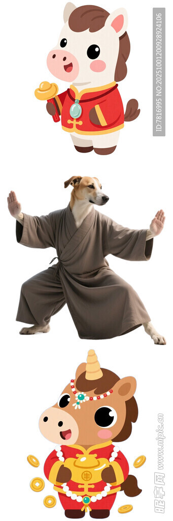 春节人物狗马