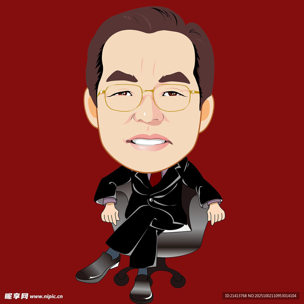 戴眼镜的西装男士卡通形象