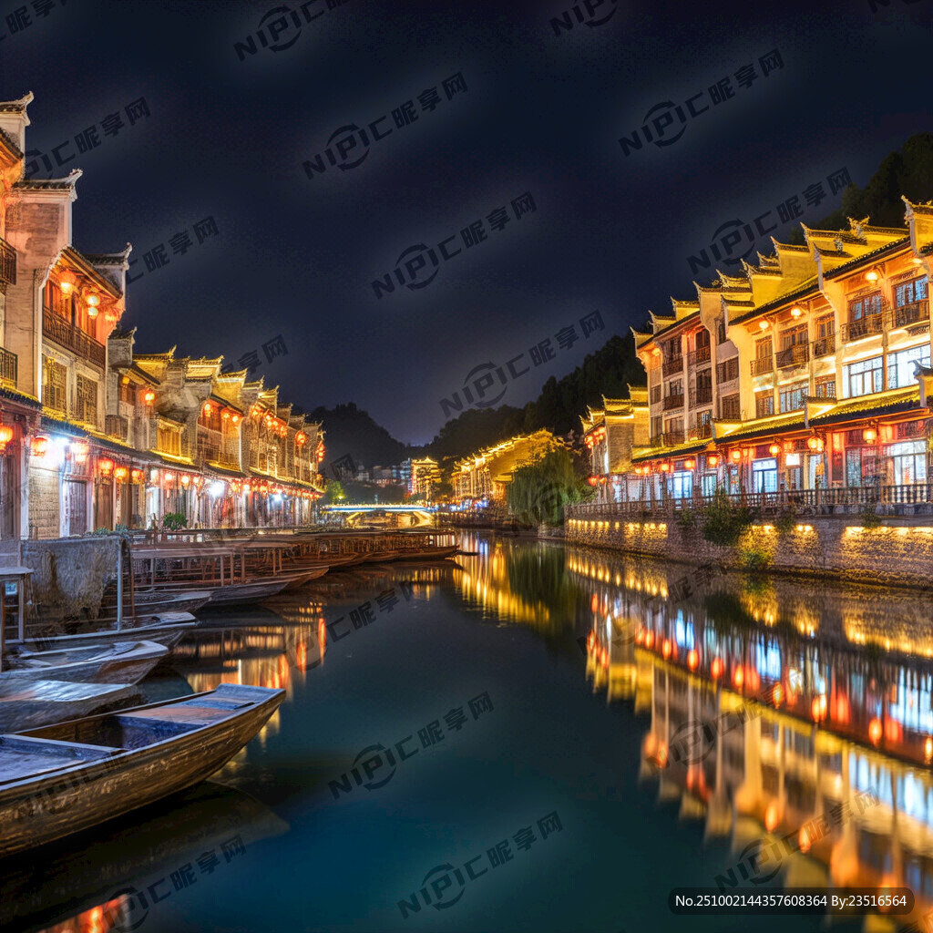 我想要一幅常德河街夜景的图片。