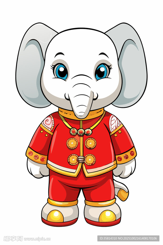 穿唐装的可爱小象