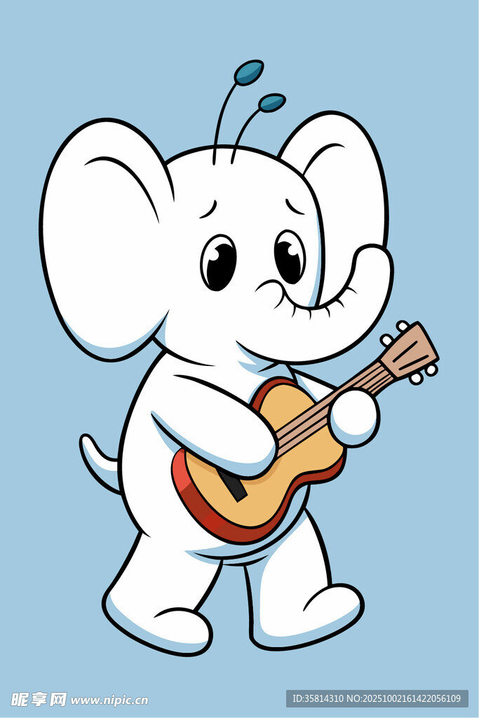 弹吉他的可爱小象