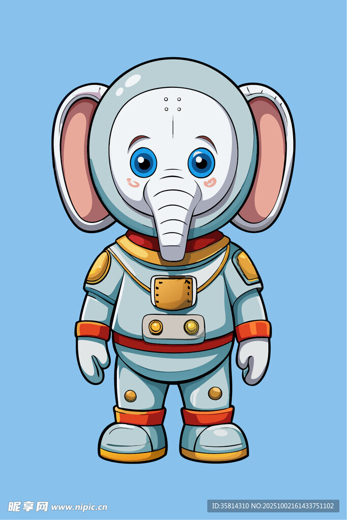 可爱大象宇航员卡通形象
