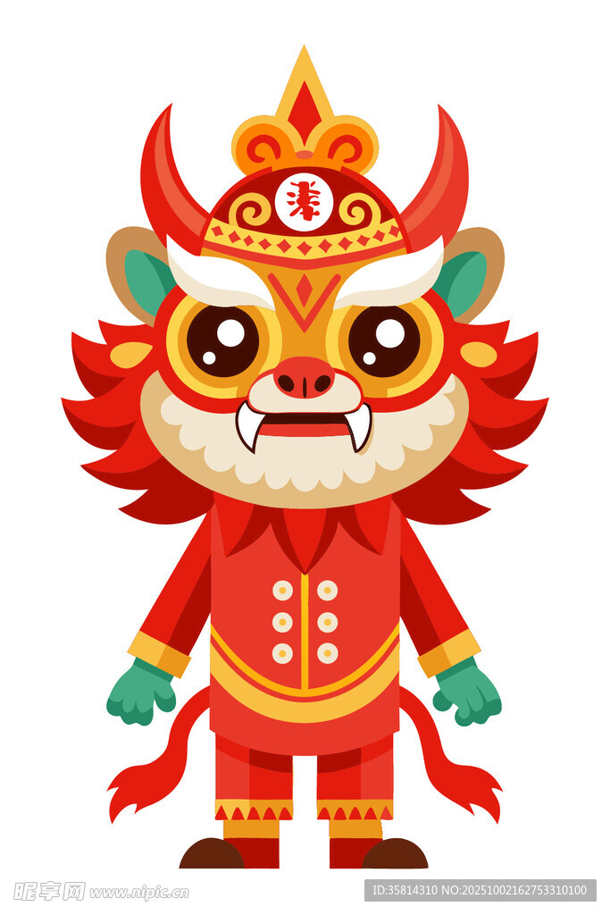 可爱舞狮卡通形象