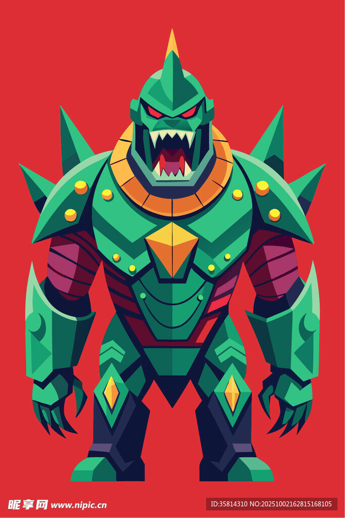 绿色机甲怪兽形象设计
