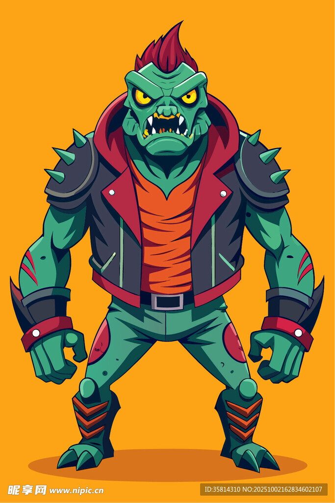 朋克风绿色怪物形象