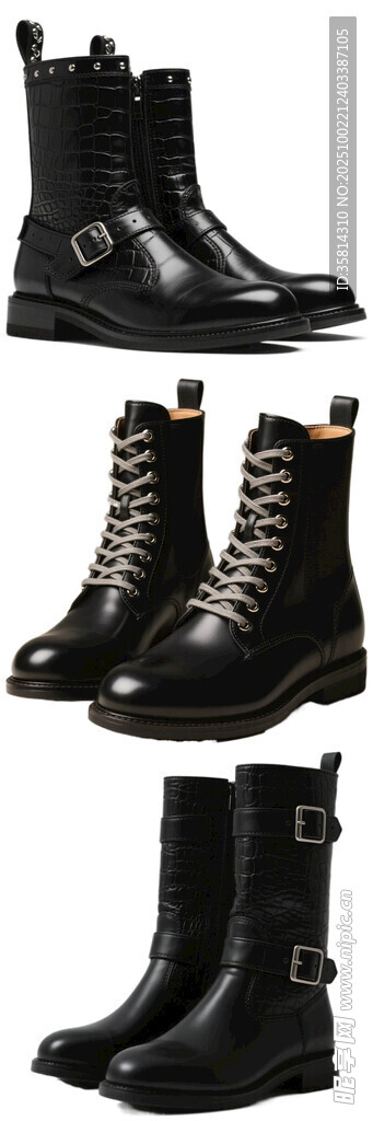 时尚黑色马丁靴款式展示