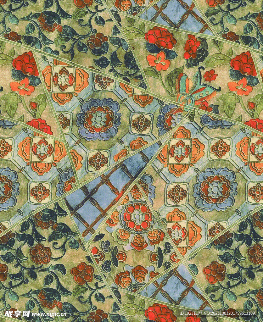 复古花卉几何图案纹理