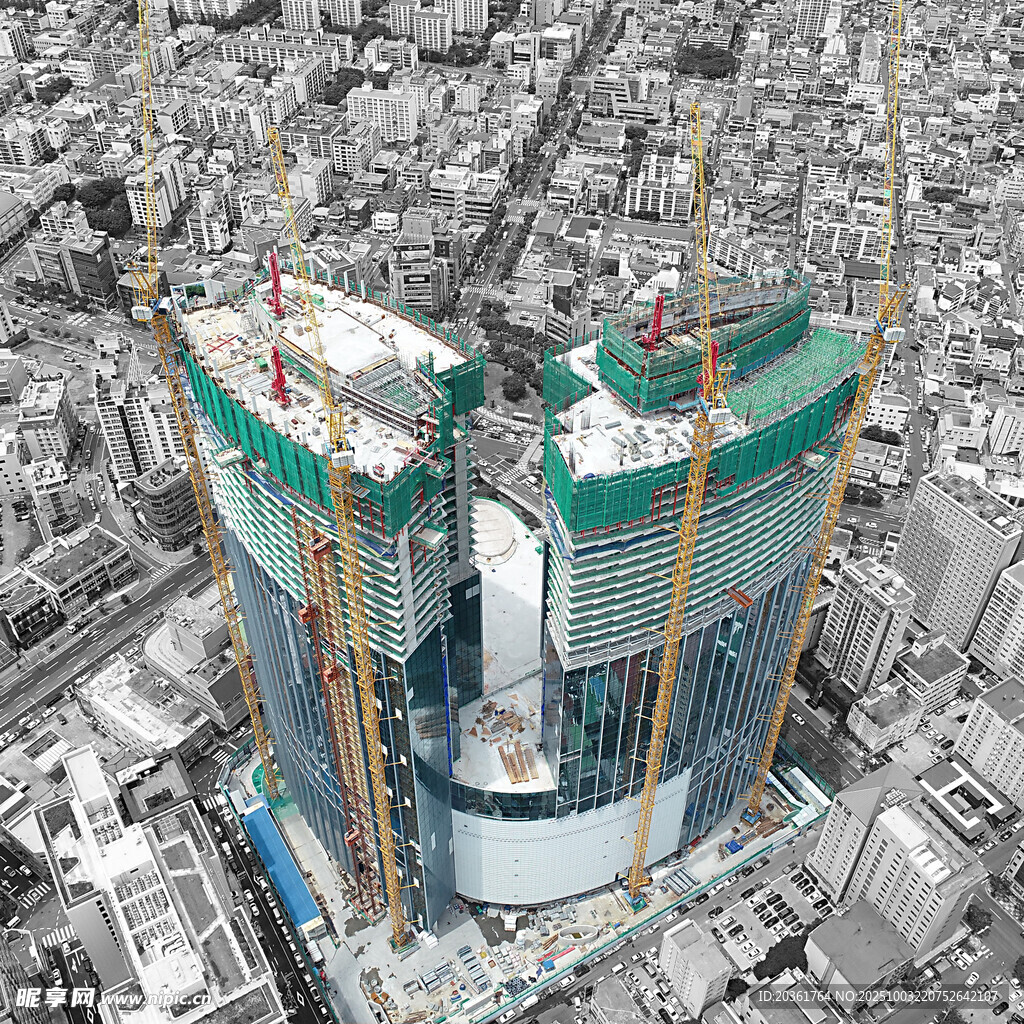 高楼建设中的俯瞰景象