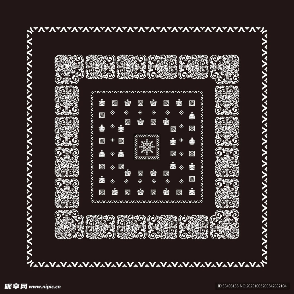 黑白几何图案装饰方巾