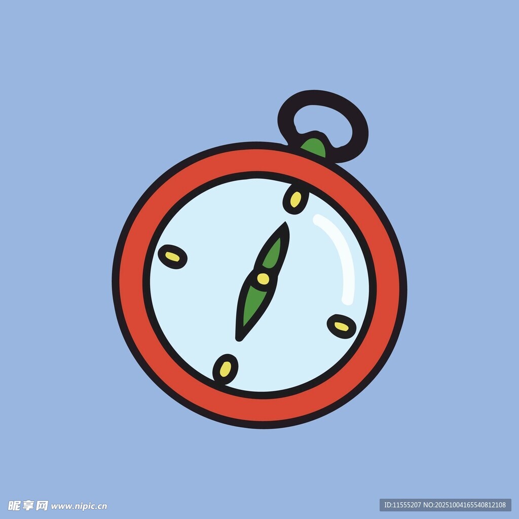 卡通风格红色圆形指南针