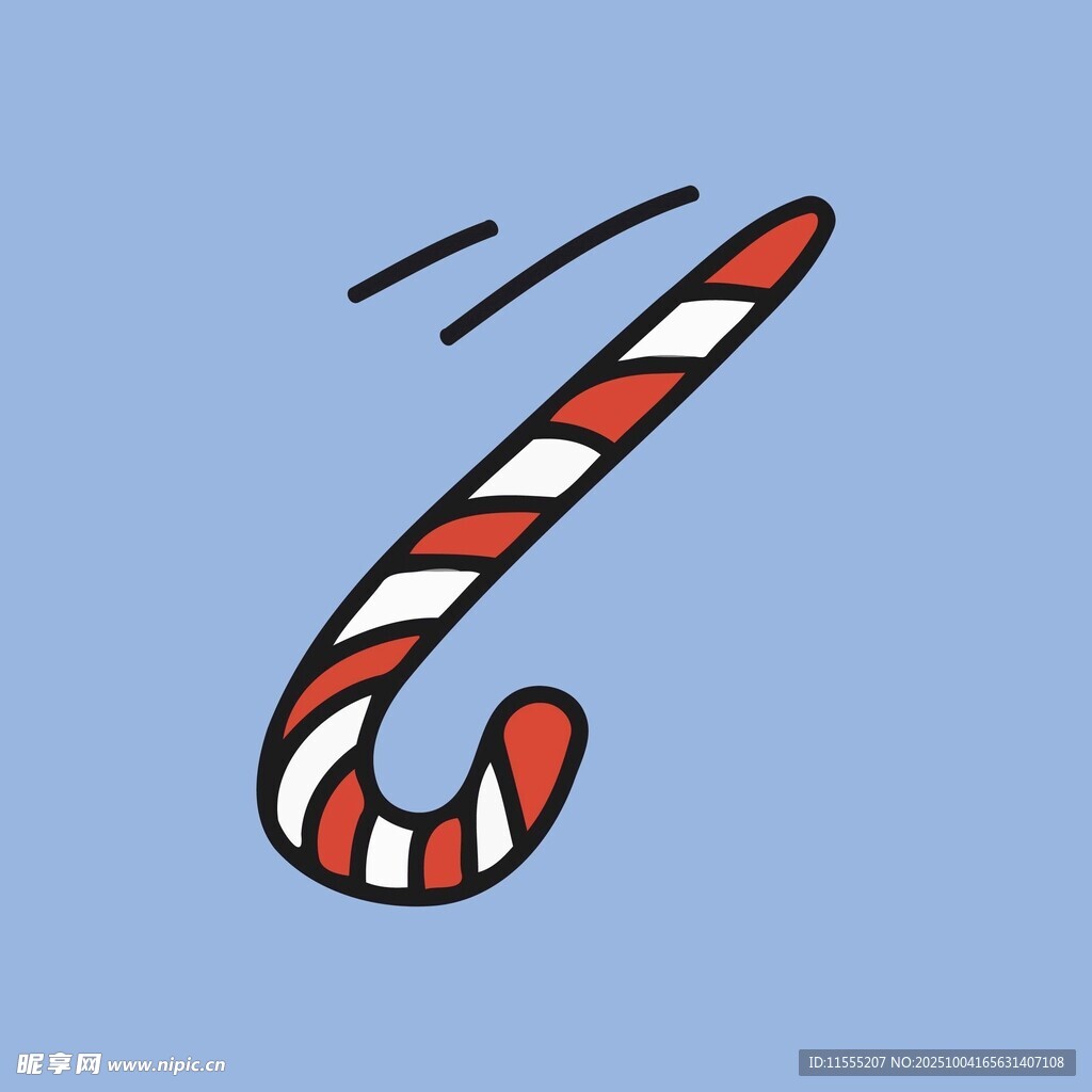 手绘条纹拐杖糖