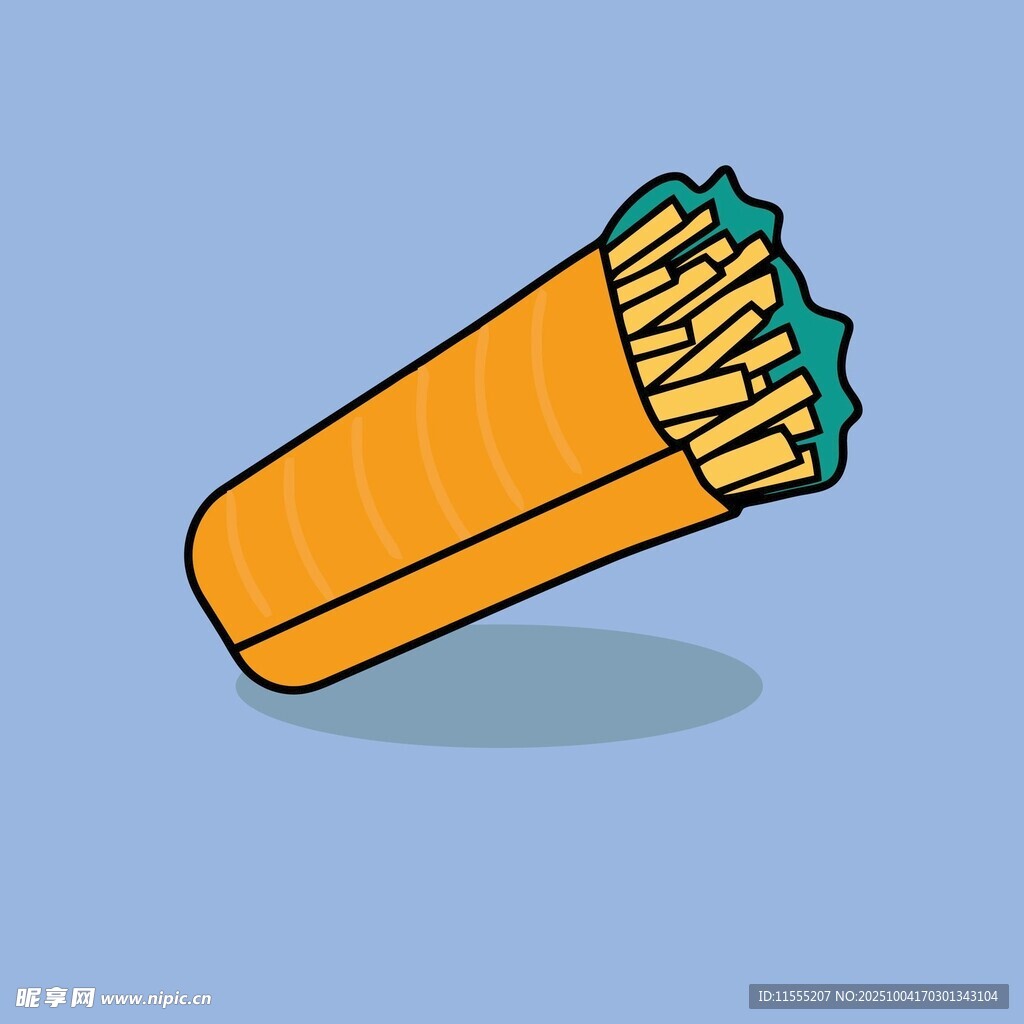 卡通风格的薯条玉米卷