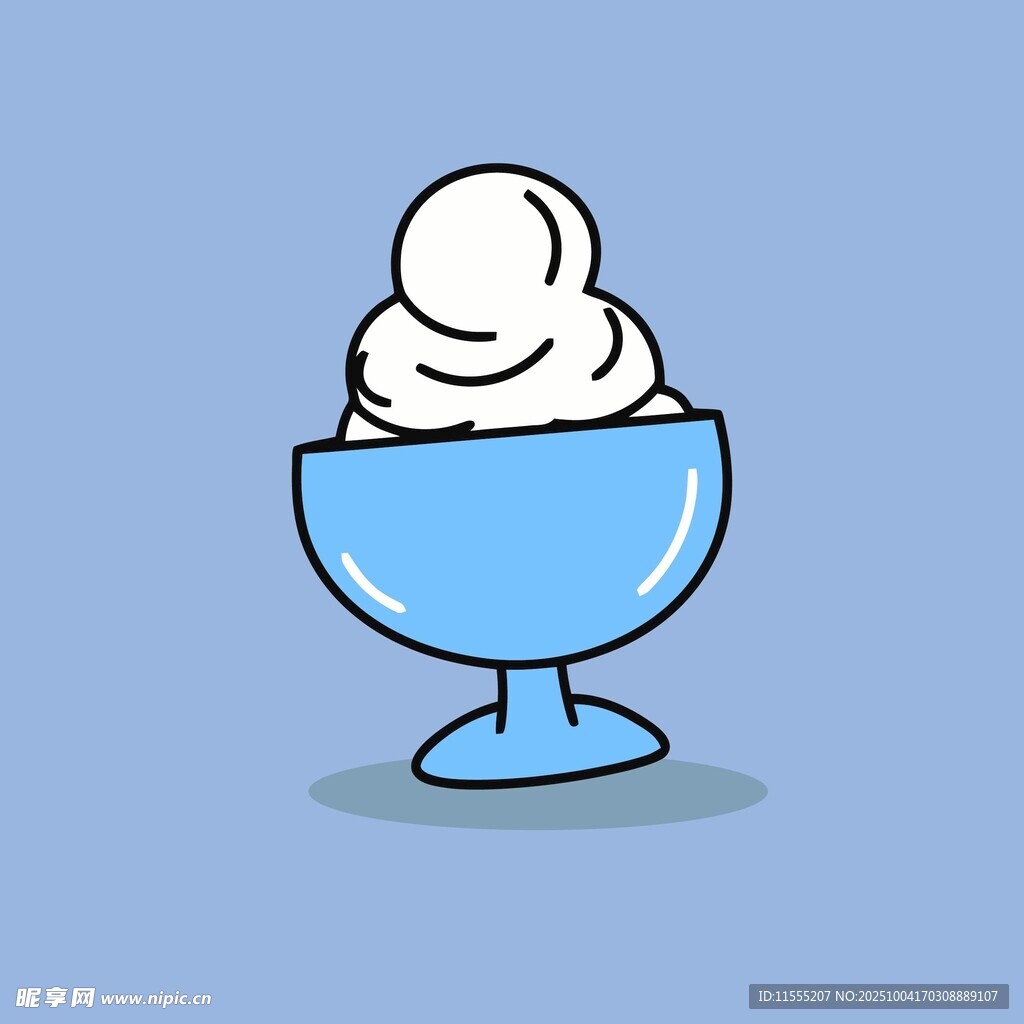 蓝色碗中的美味冰淇淋