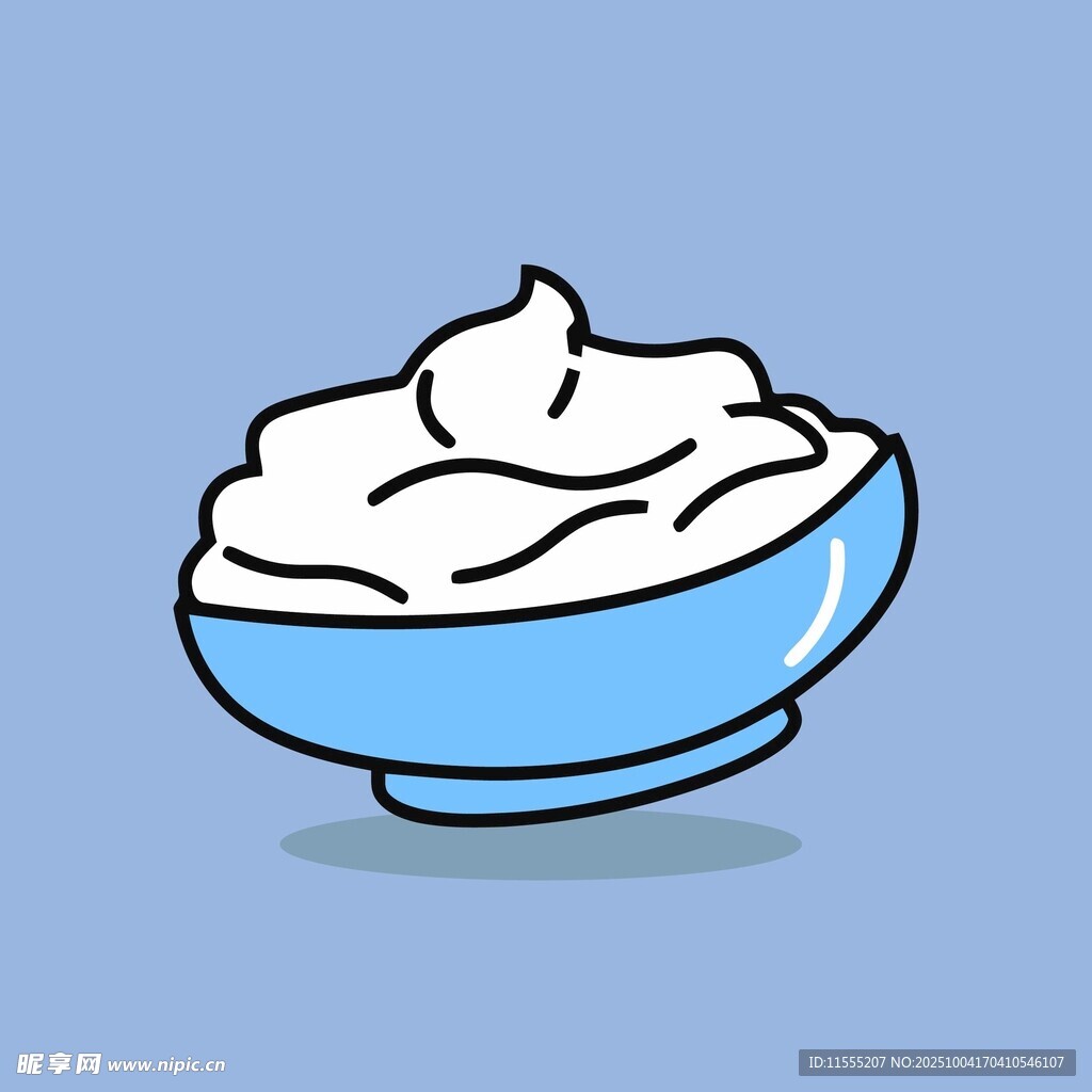 蓝色碗中的奶油插画