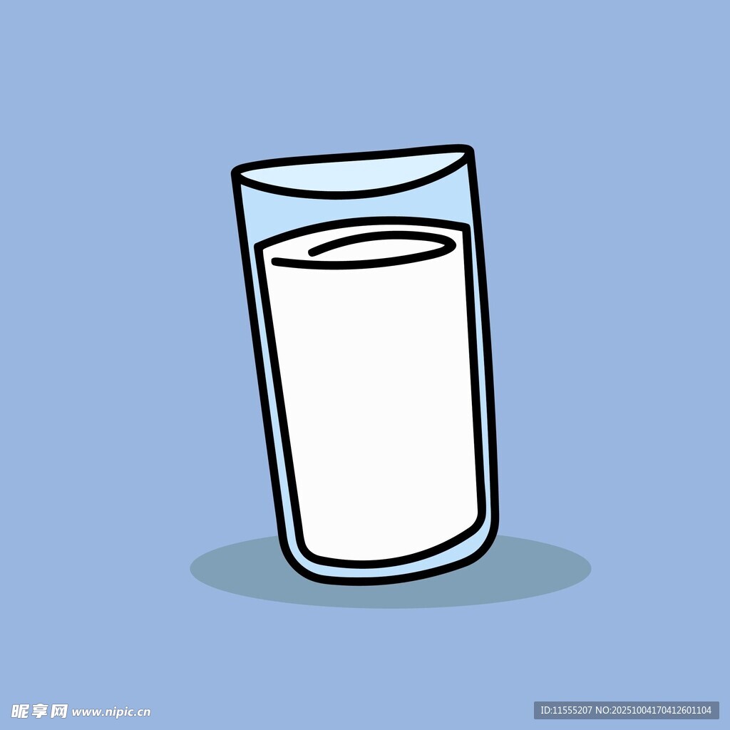 一杯卡通风格的牛奶