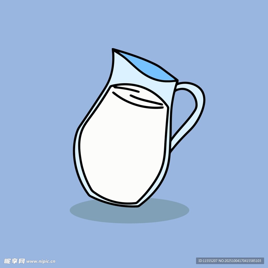 卡通风格的牛奶玻璃水壶