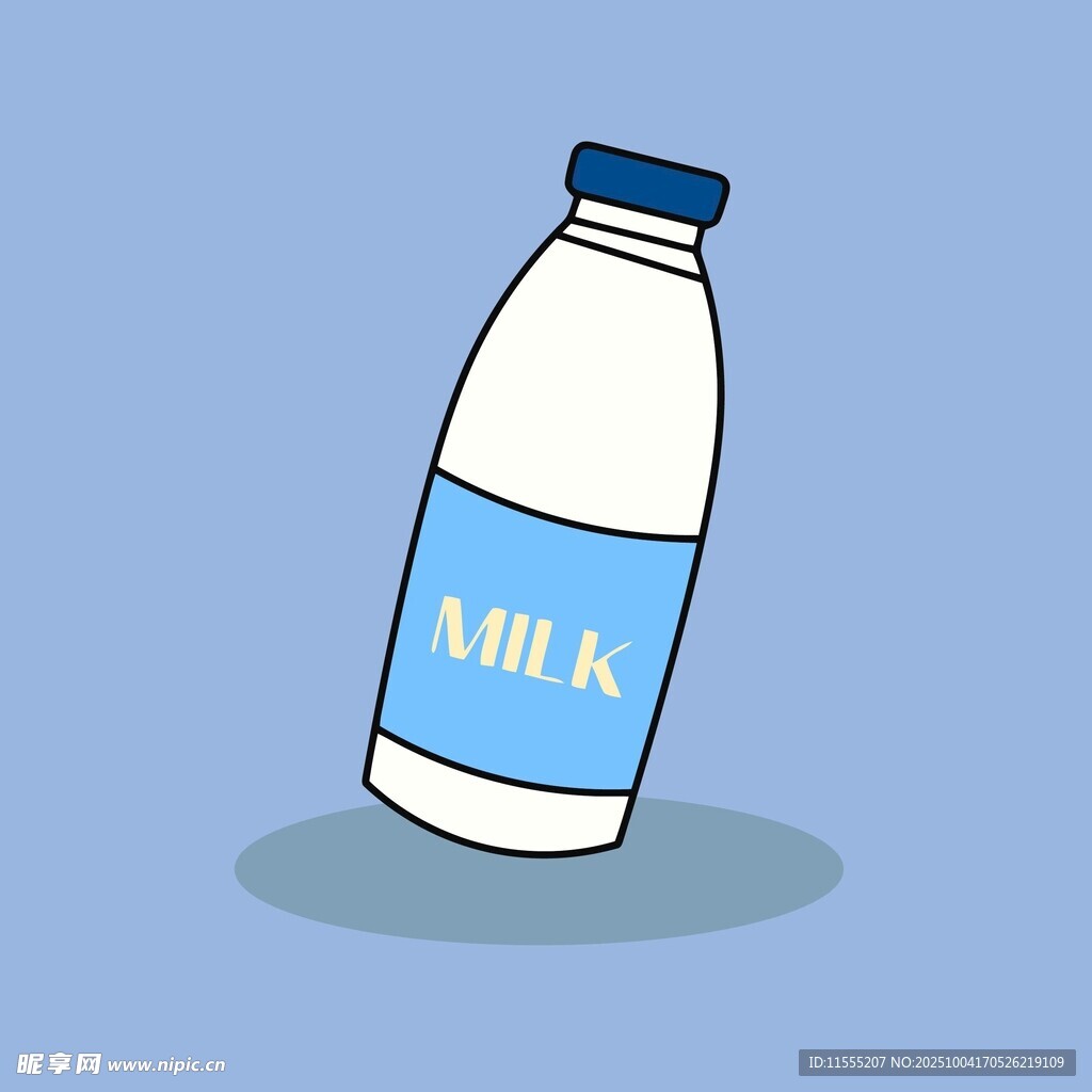 卡通风格的牛奶瓶插画
