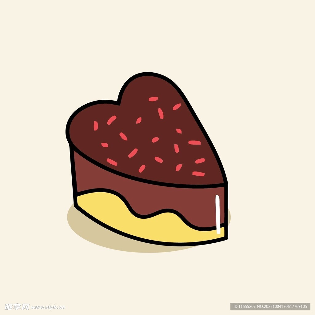 心形巧克力蛋糕插画