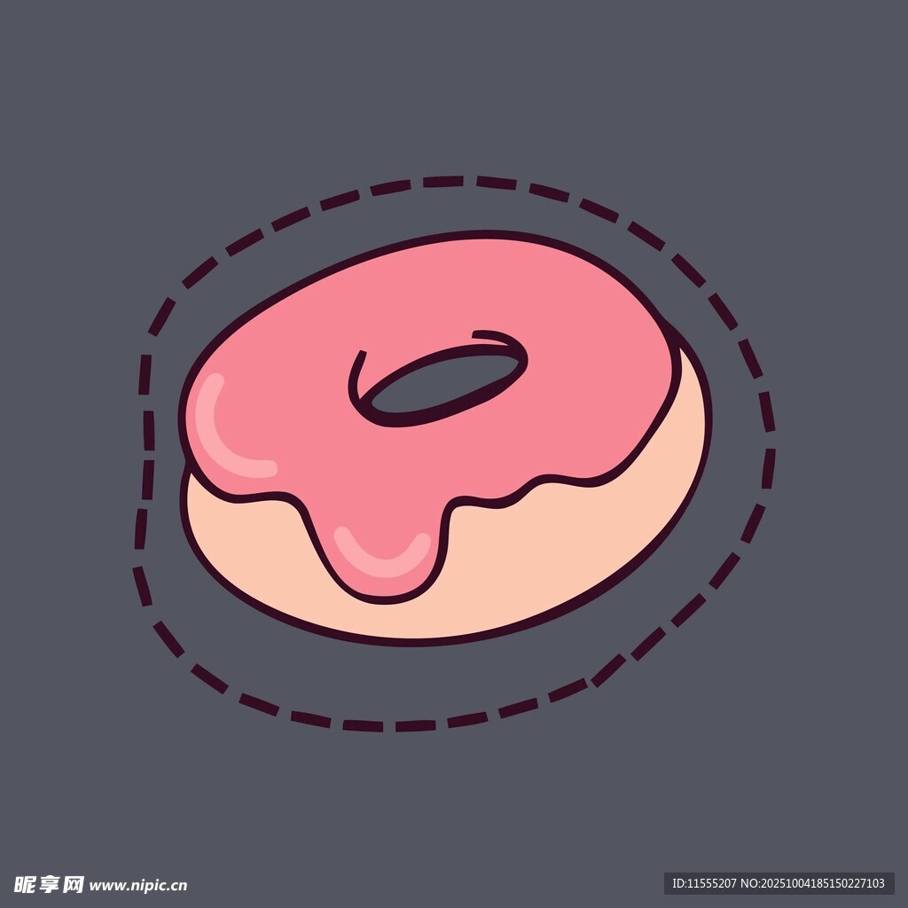 卡通粉色甜甜圈插画