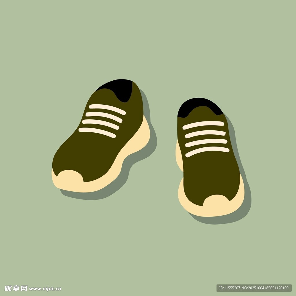 绿色运动鞋插画