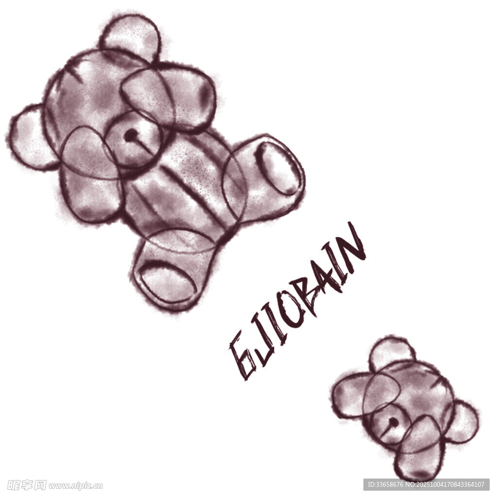 手绘泰迪熊图案设计