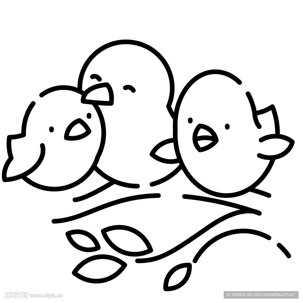 三只小鸟栖于枝头