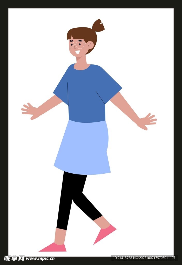 行走的休闲风女孩