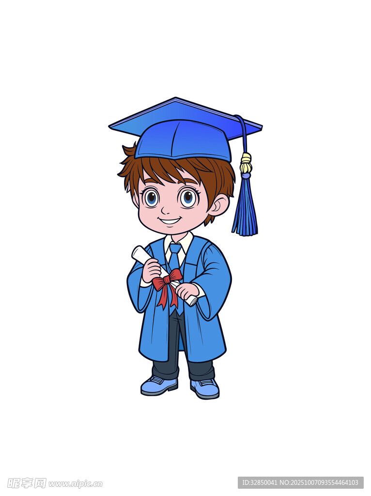 可爱卡通毕业小男孩形象