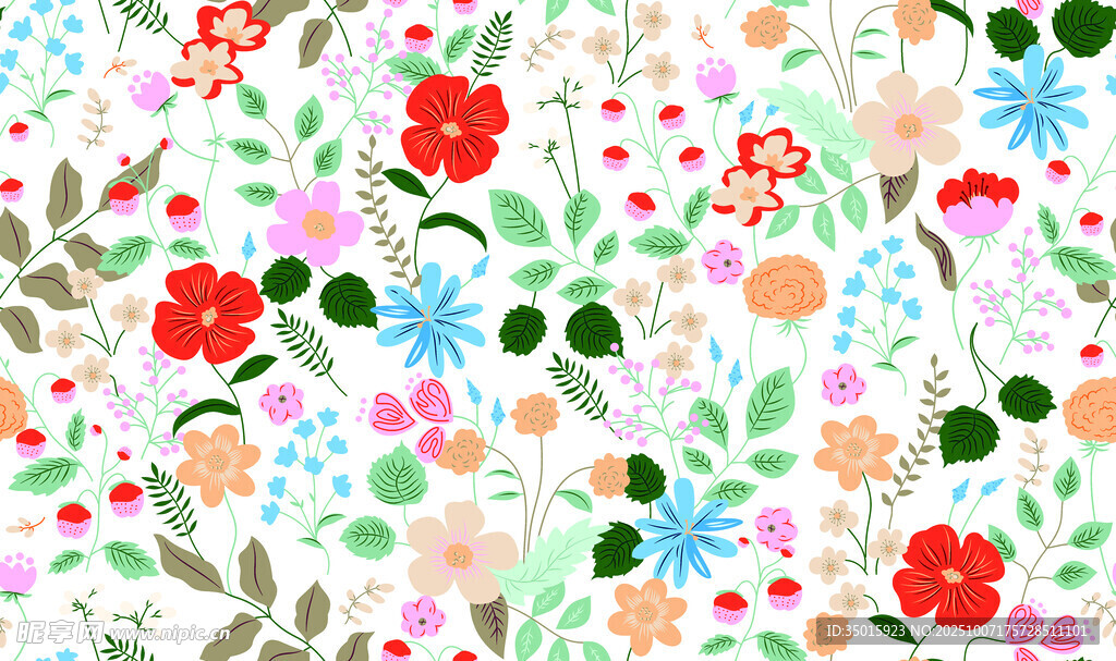 多彩花卉植物图案背景