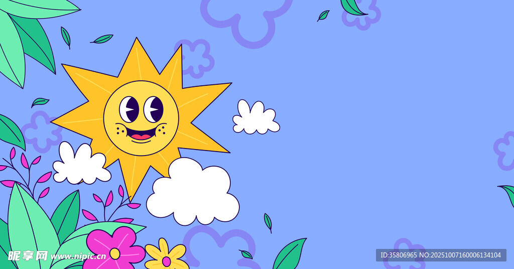 花朵与云朵背景