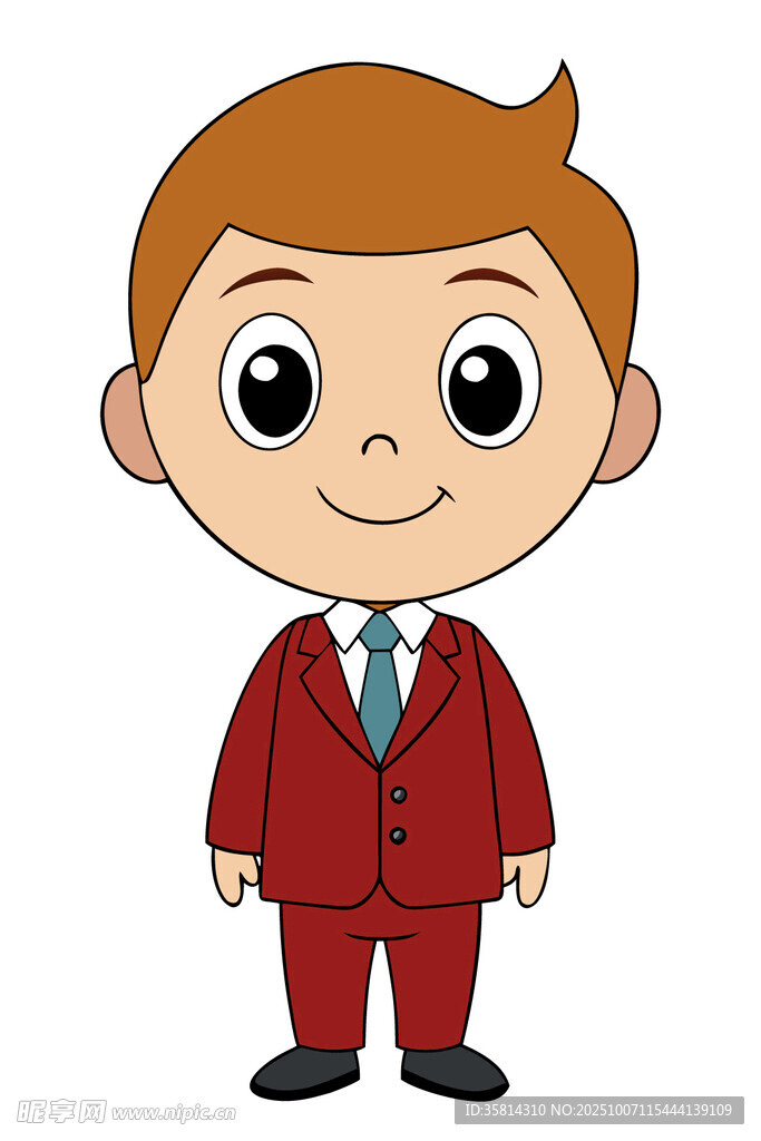 穿红西装的可爱小男孩