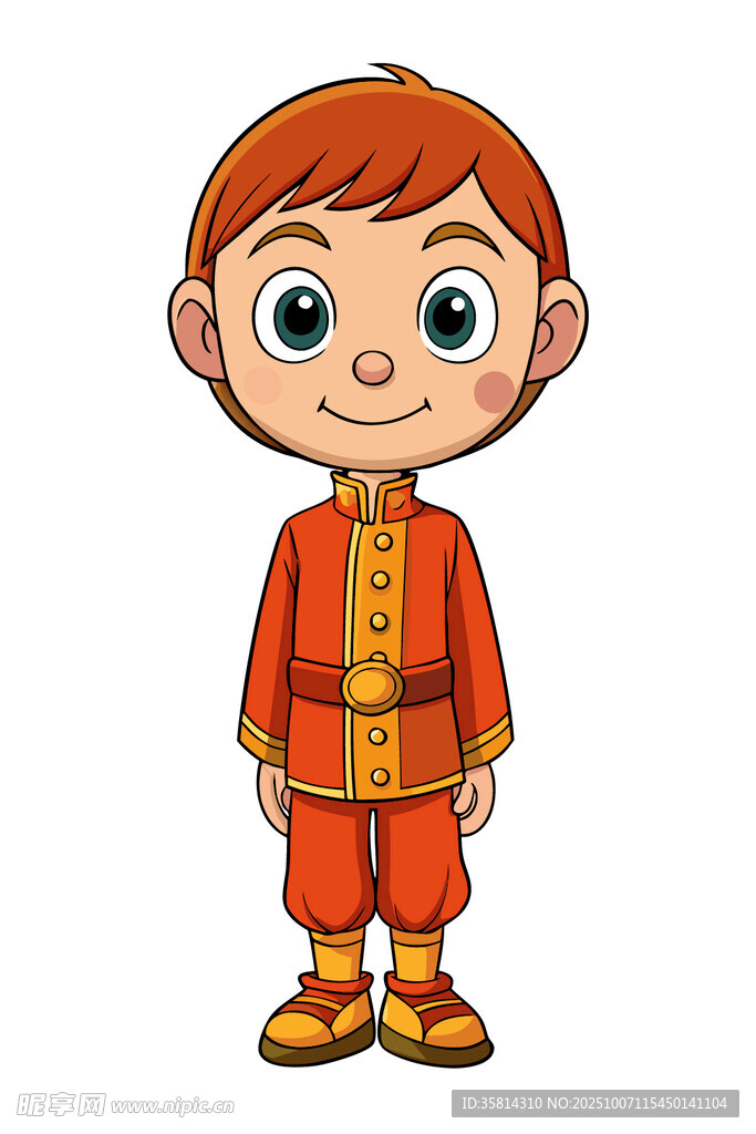 穿传统服饰的红发小男孩
