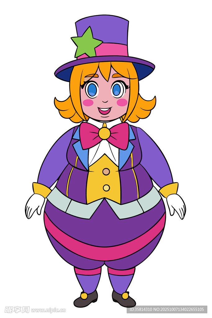 紫色装扮的可爱小丑形象