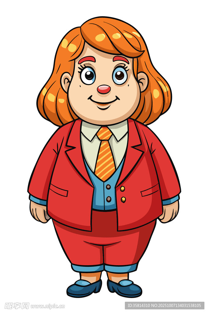 穿红西装的可爱女士