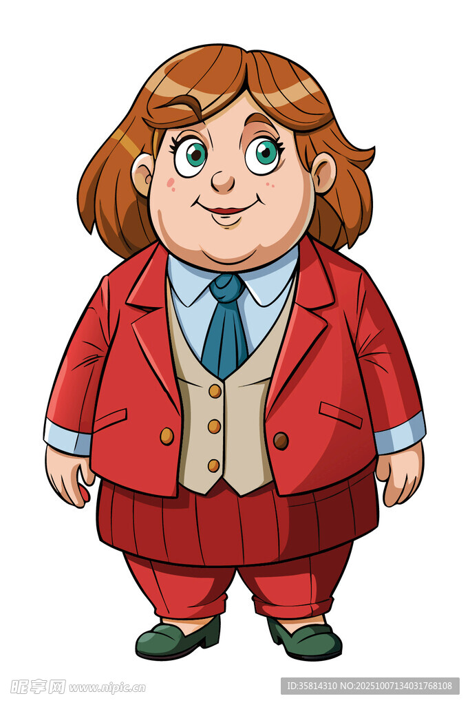 穿红西装的可爱卡通人物