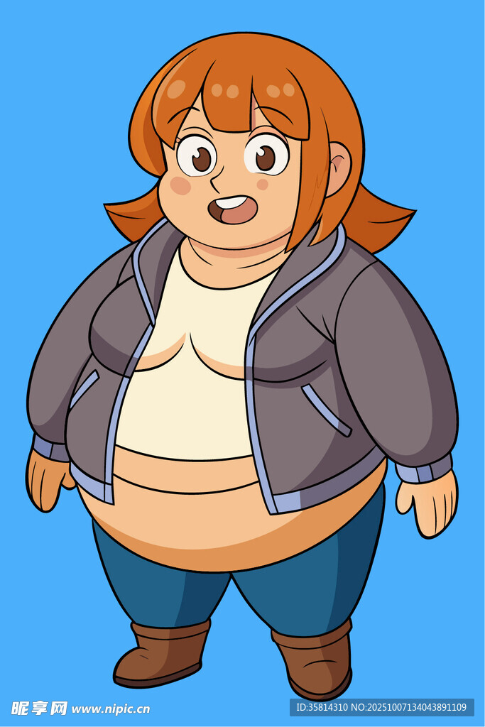卡通胖女孩形象展示