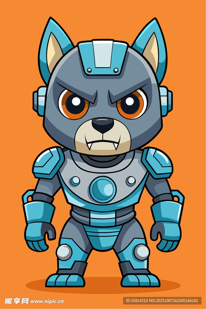 蓝色机械小狗卡通形象