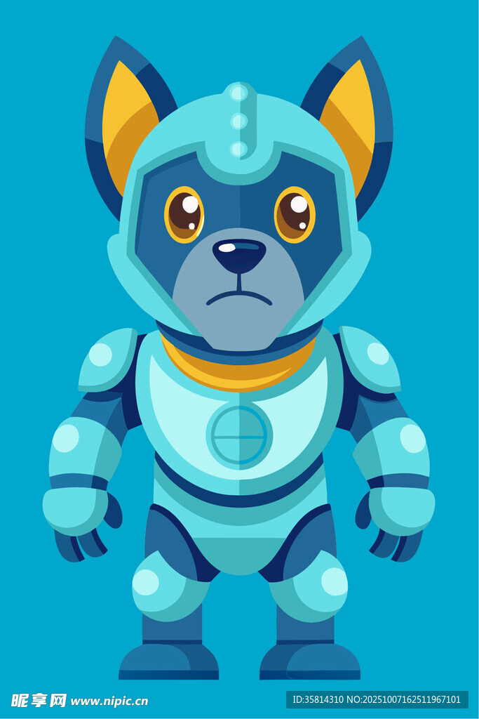 蓝色机器小狗形象设计