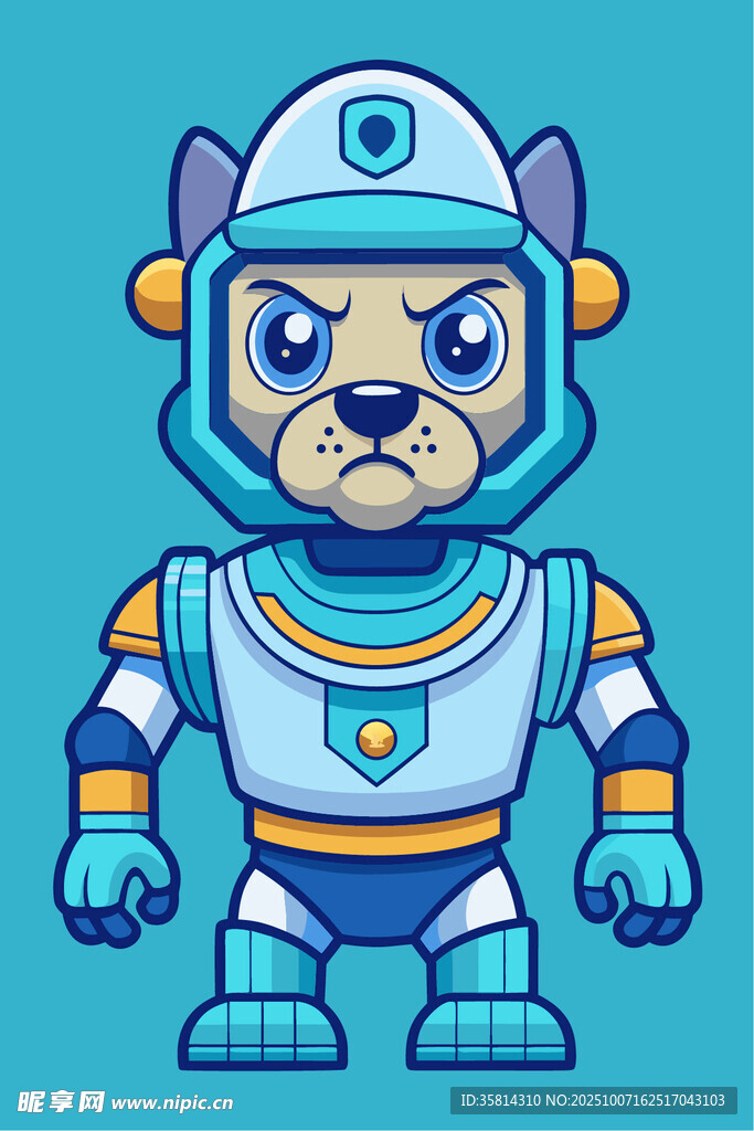 愤怒的蓝色机械猫形象