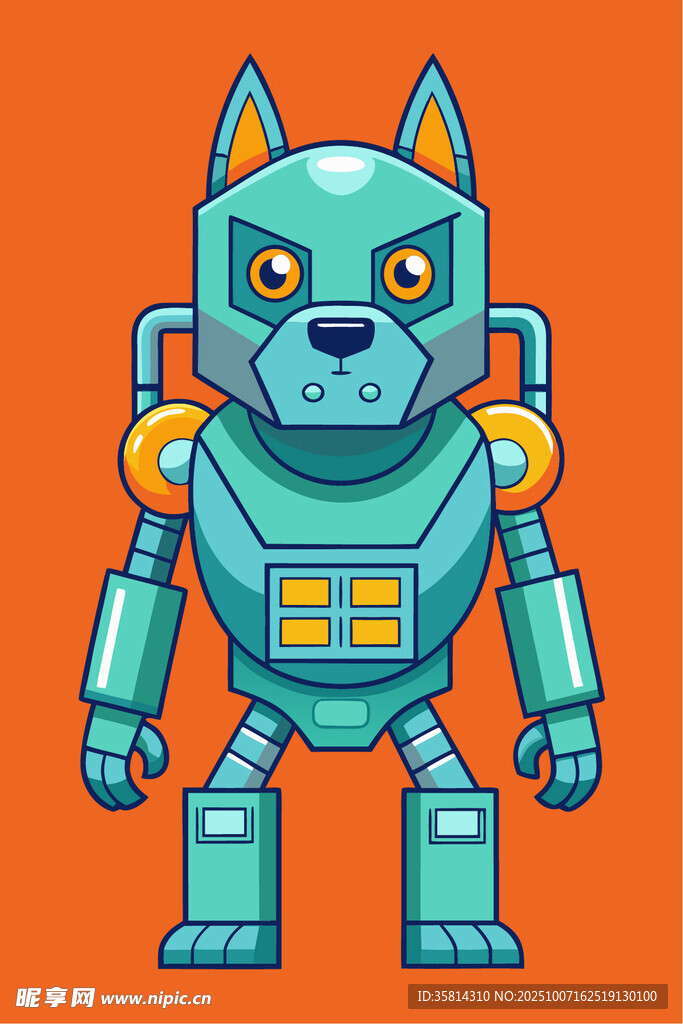 蓝色机械狗形象设计图