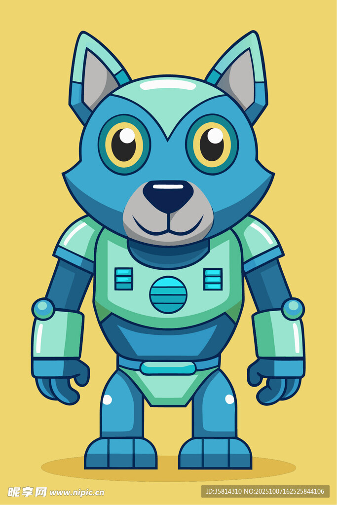 蓝色机器狼卡通形象