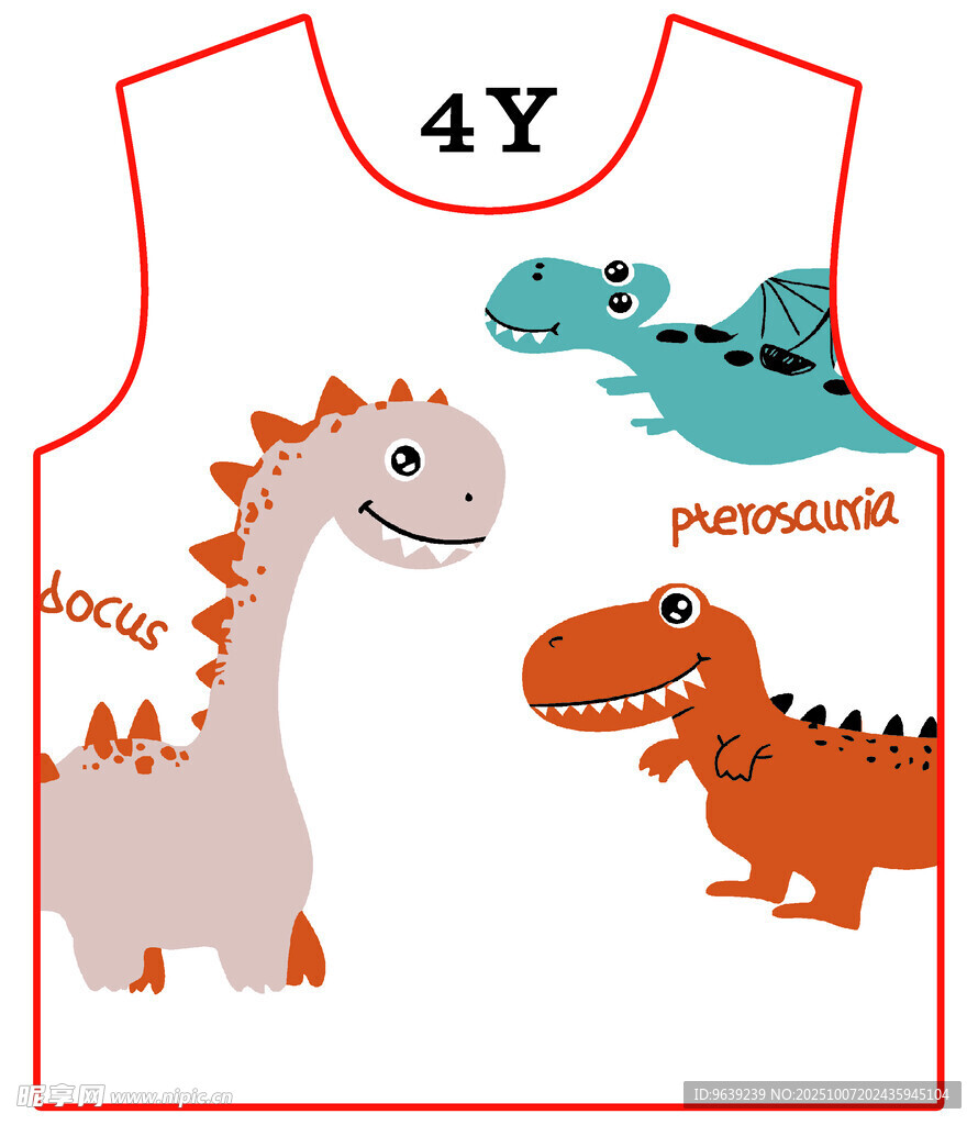 儿童恐龙图案背心设计图