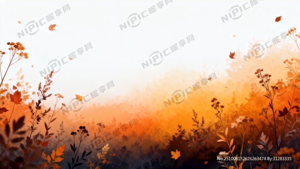 深秋初冬的橘黄深色渐变白色PP