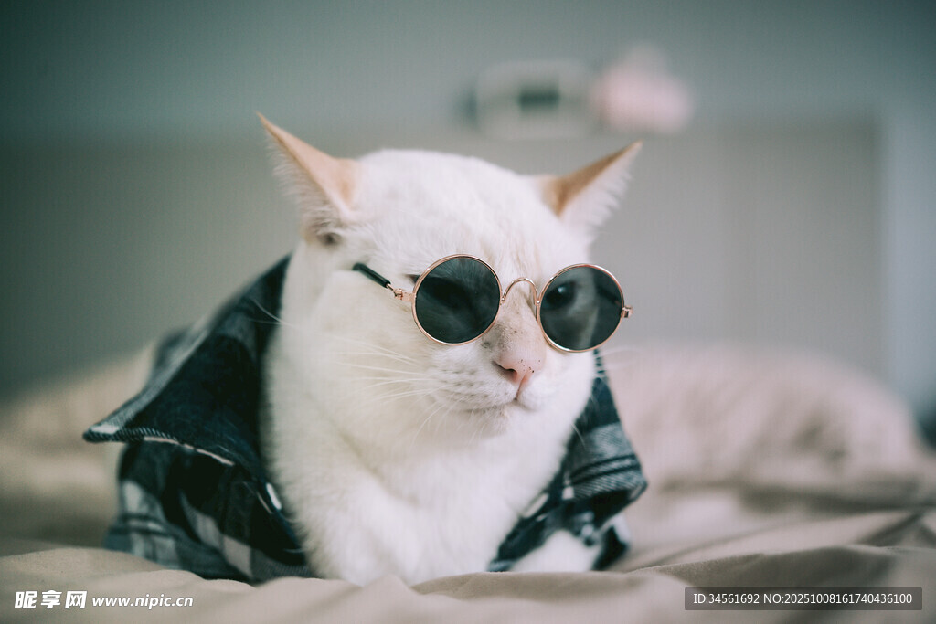 酷帅墨镜猫咪穿夹克