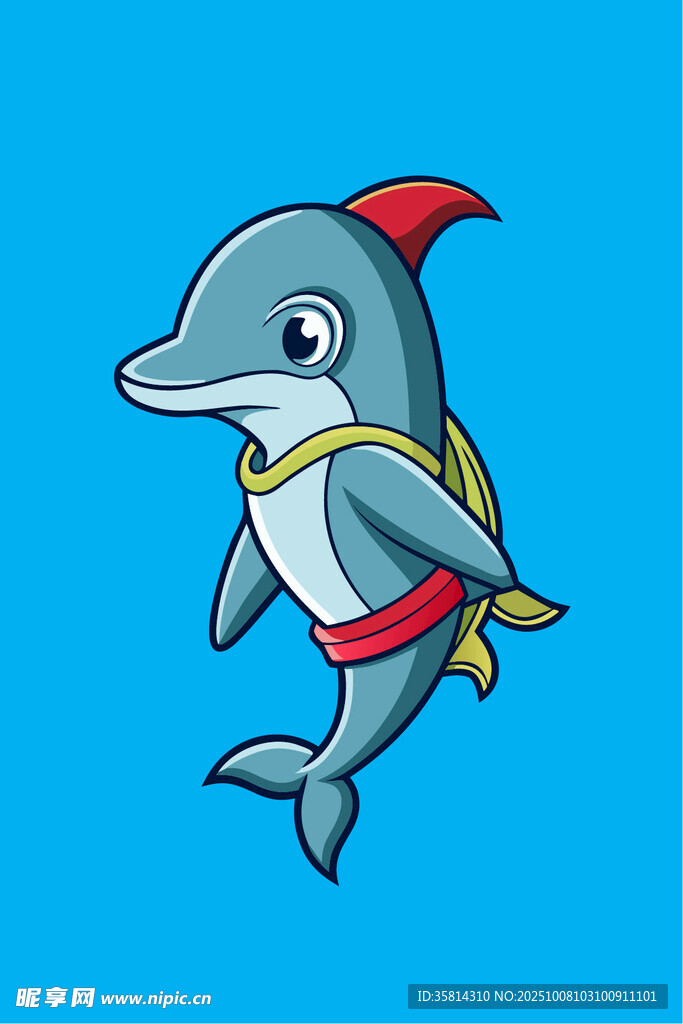 卡通海豚形象身着服饰