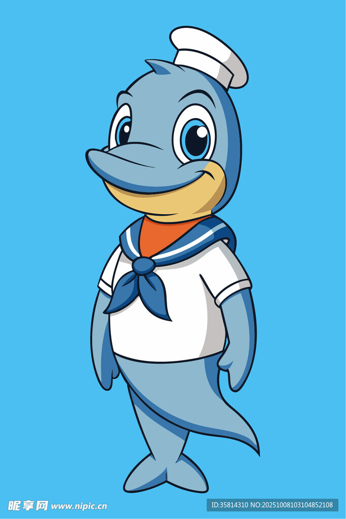 卡通海豚水手形象