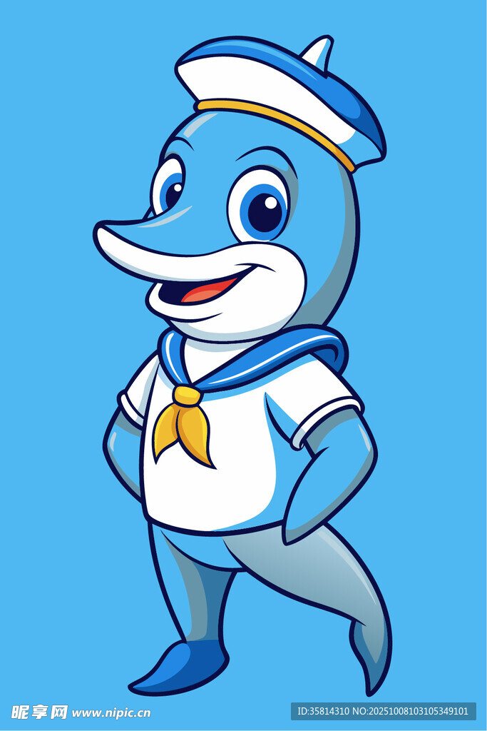 可爱海豚水手形象