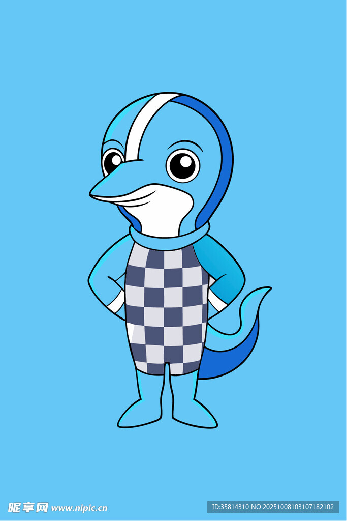 可爱蓝白海豚卡通形象