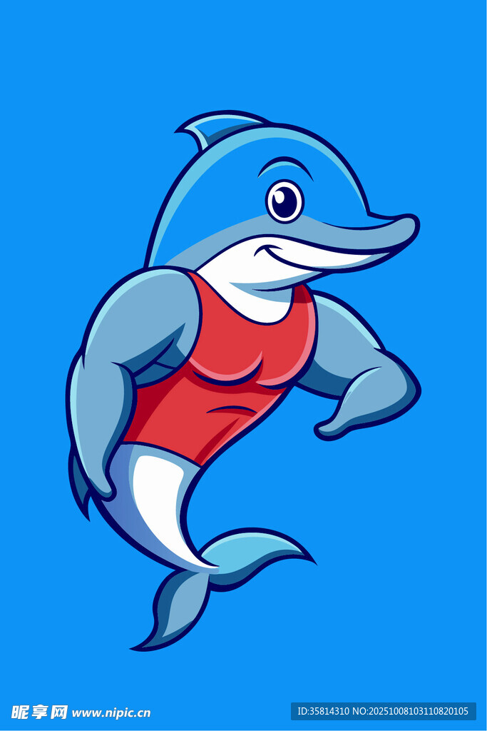 穿红衣的卡通海豚