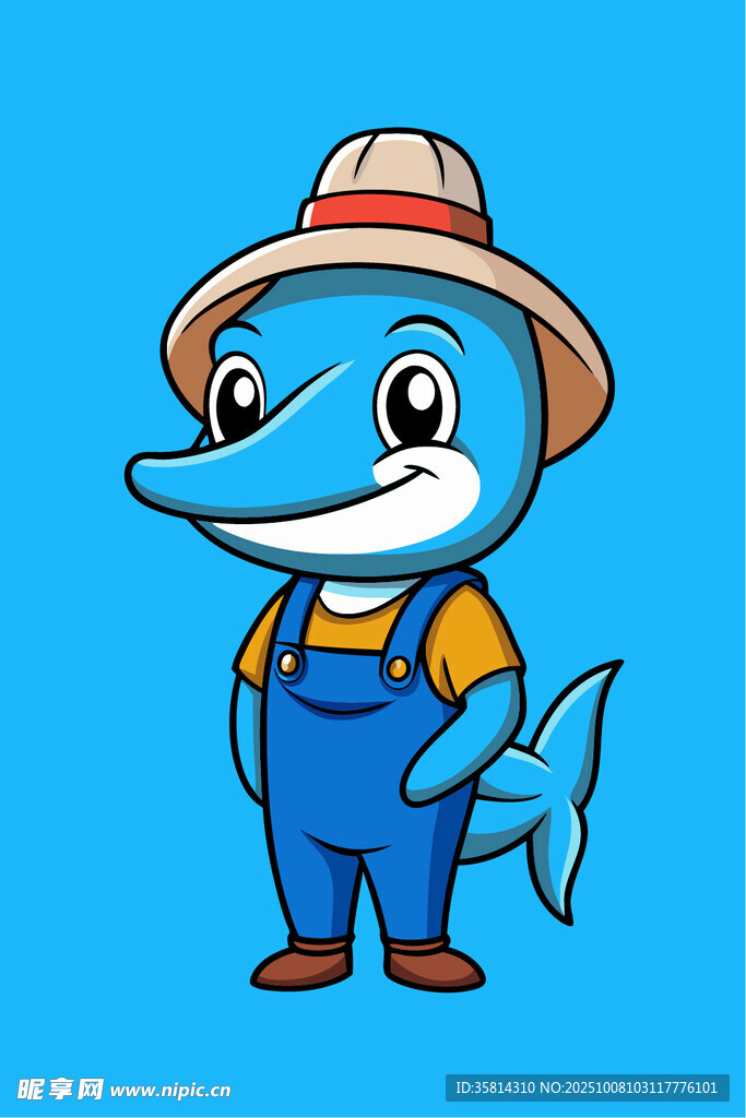 戴帽鲨鱼工人形象